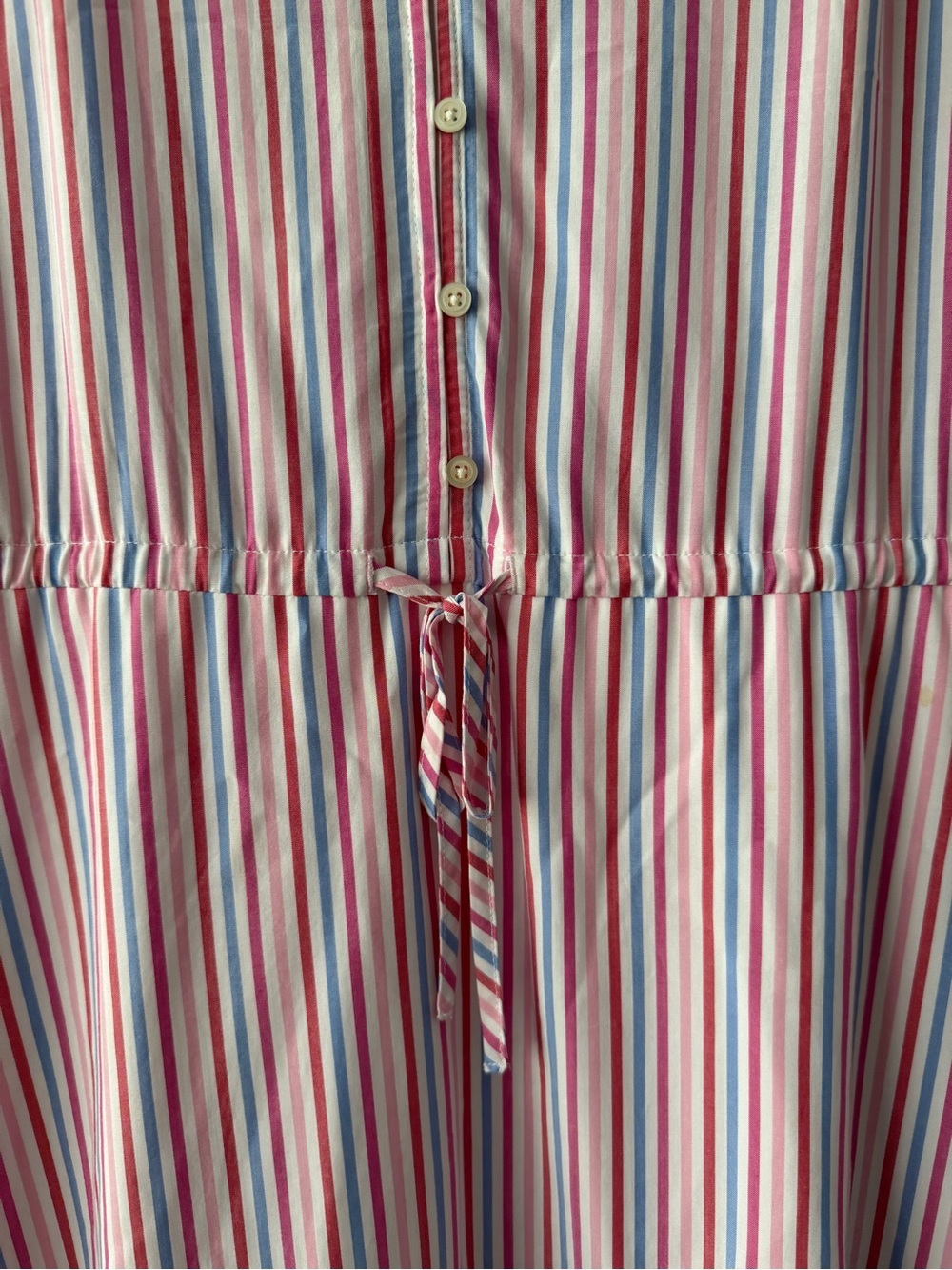 GAP Pink Multi-Stripe V-Neck Tie-Waist Mini Dress - Picture 5 of 7